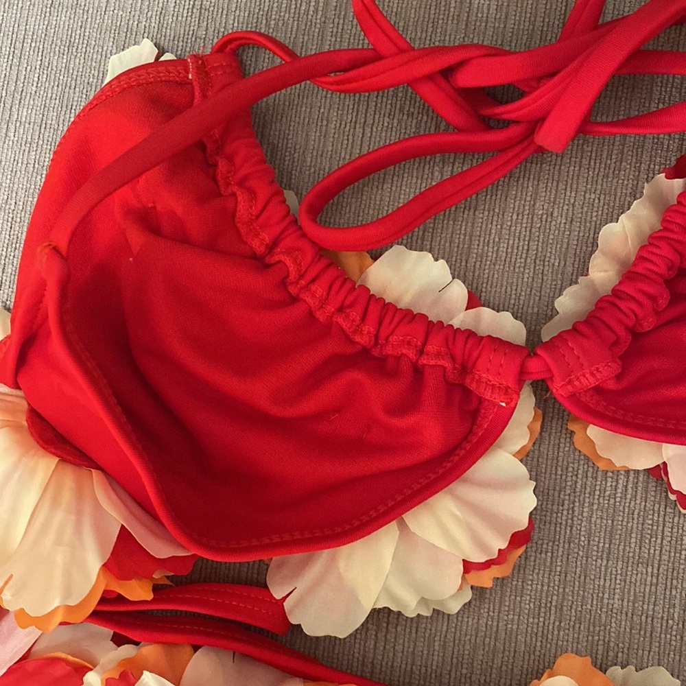 ASOS | ASOS DESIGN Premium 3D Flower Triangle Bikini Top and Bottom - Picture 9 of 10